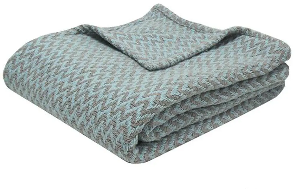 Twin Spa Blue and Gray Throw Blanket-1