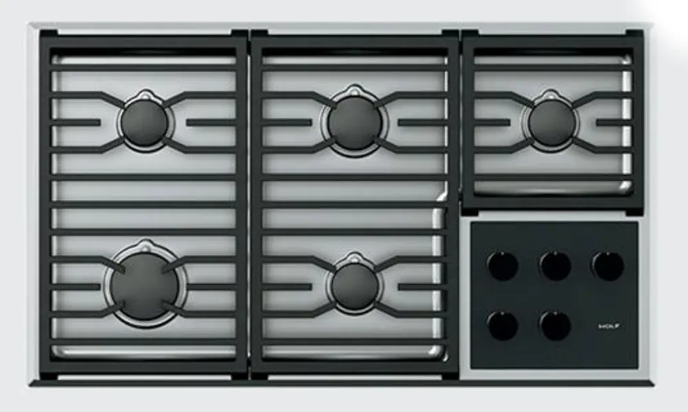 CG365T/S Wolf 36 Inch Transitional Gas Cooktop - Stainless Steel and Black-1