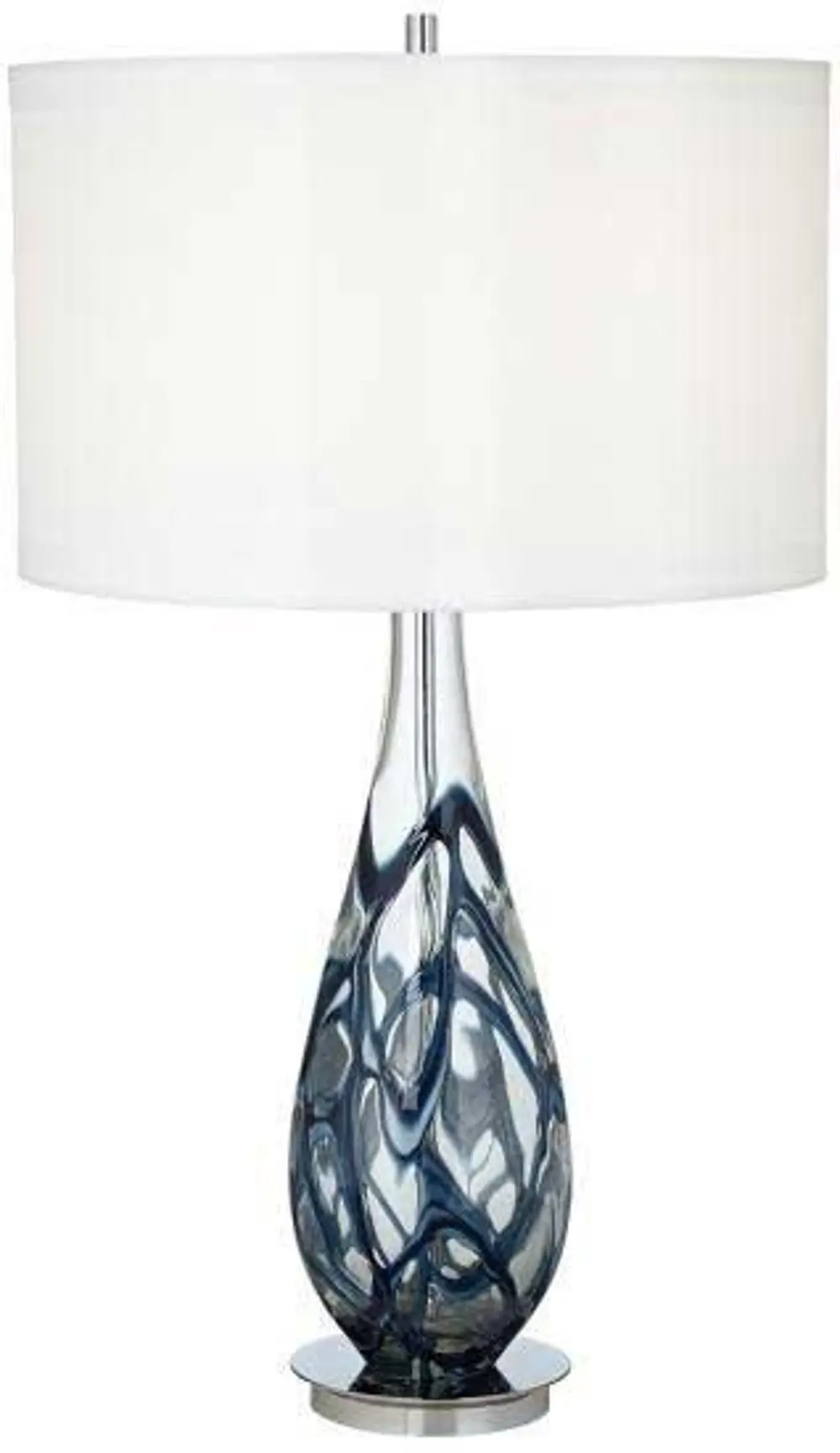 Indigo Blue Swirl Art Glass Table Lamp-1