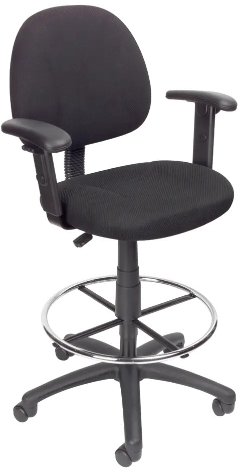 Black Contoured Adjustable Drafting Office Chair With Arms