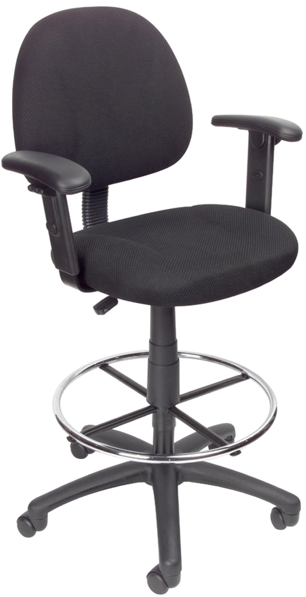 Black Contoured Adjustable Drafting Office Chair With Arms