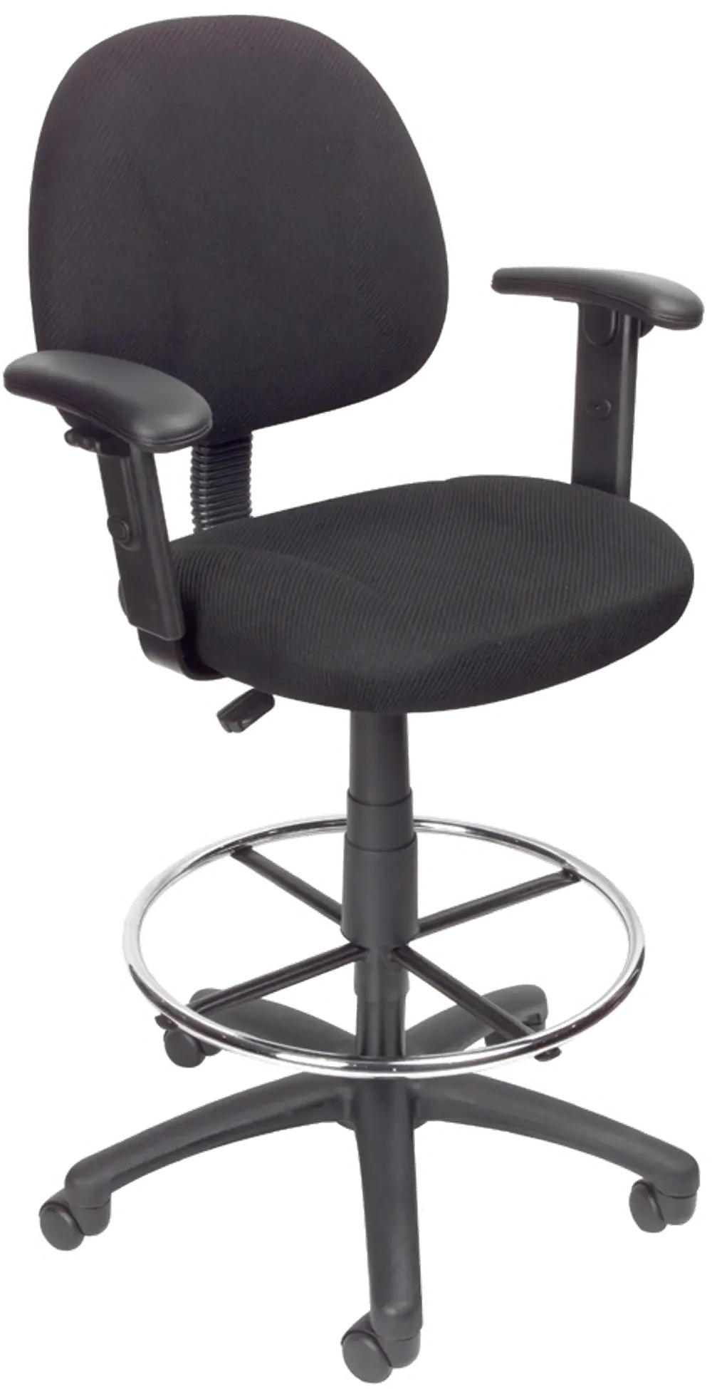 Black Contoured Adjustable Drafting Office Chair With Arms-1