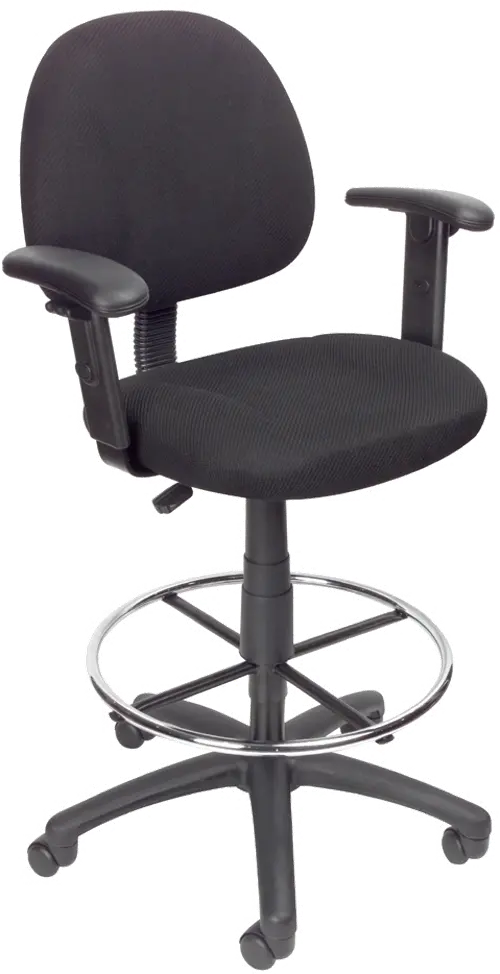 Black Contoured Adjustable Drafting Office Chair With Arms RC Willey