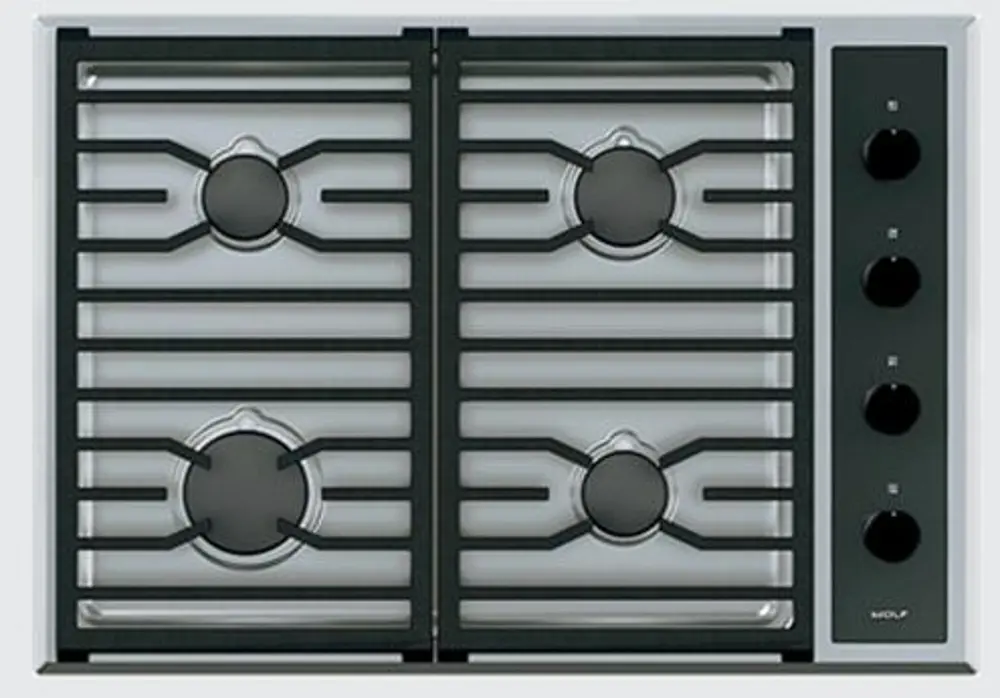CG304T/S Wolf 30 Inch Transitional Gas Cooktop - Stainless Steel and Black-1