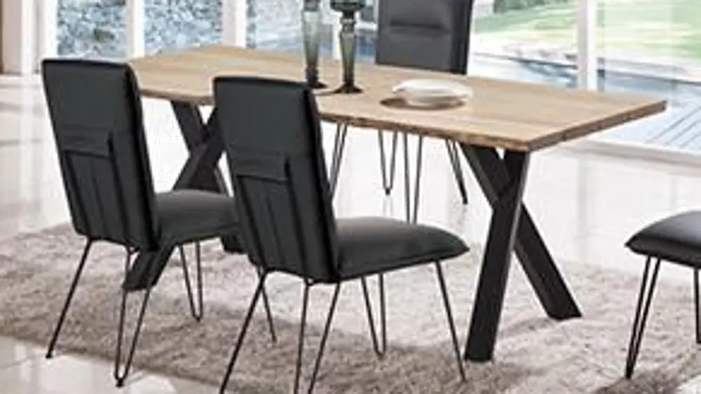 Ash and Black Modern Dining Table - Live Edge Collection-1