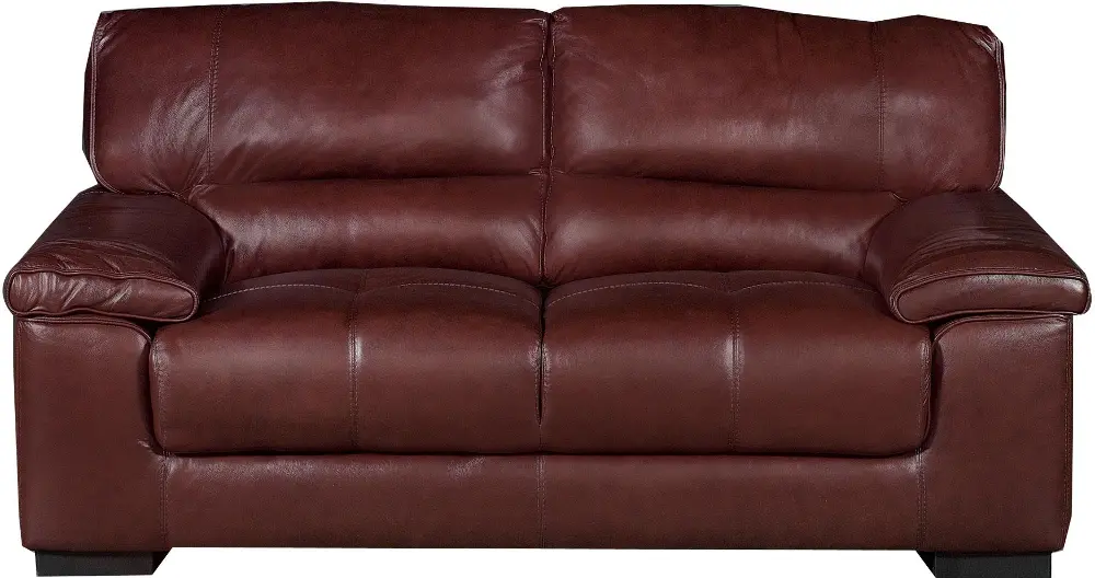 Contemporary Brown Leather Loveseat - Milan-1