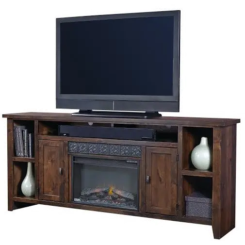Alder Grove Rich Brown Wooden 84 Inch Fireplace TV Stand-1