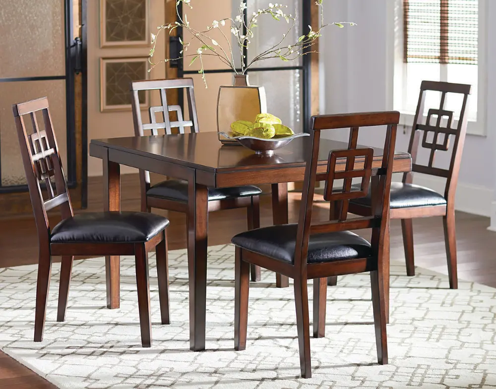 Cherry Brown 5 Piece Dining Set - Ally Collection-1