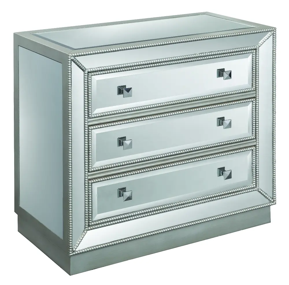 50706 Silver 3 Drawer Mirrored Chest - Elsinore-1