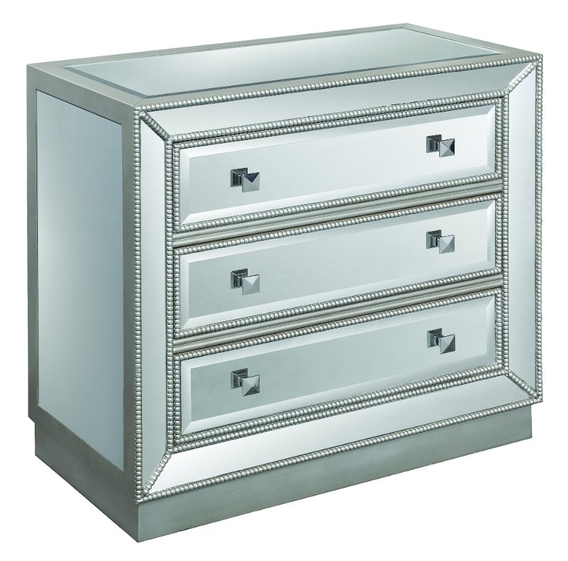 3 Drawer Mirrored Chest Elsinore, Metallic Silver Dresser With Mirror