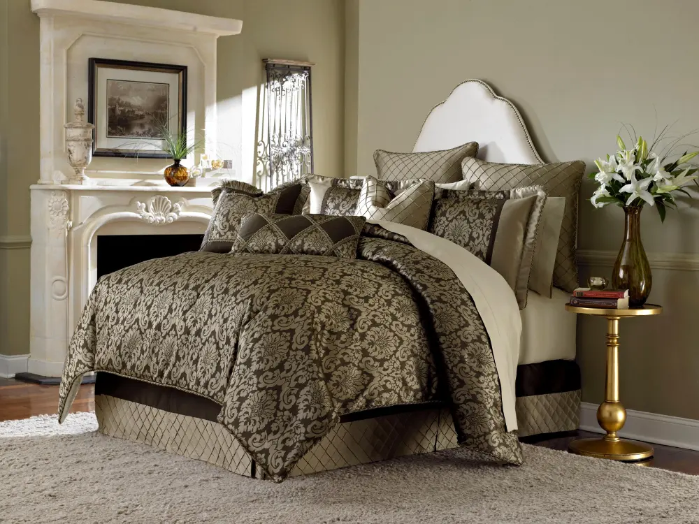 Bronze and Chocolate Imperial Queen Bedding Collection-1