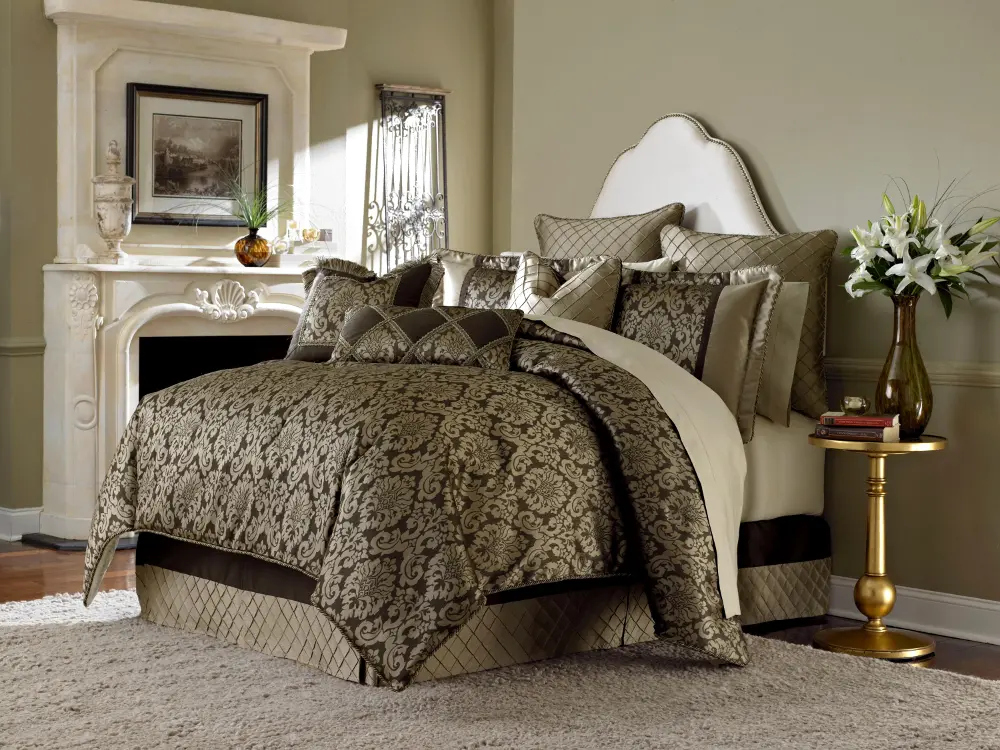 Bronze and Chocolate Imperial Queen Bedding Collection-1