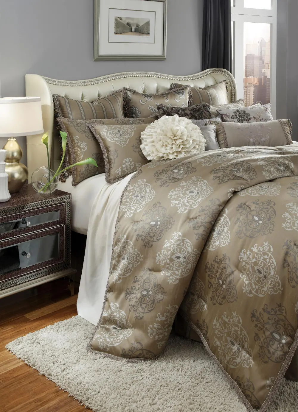 Bronze and Silver Solitaire Queen Bedding Collection-1