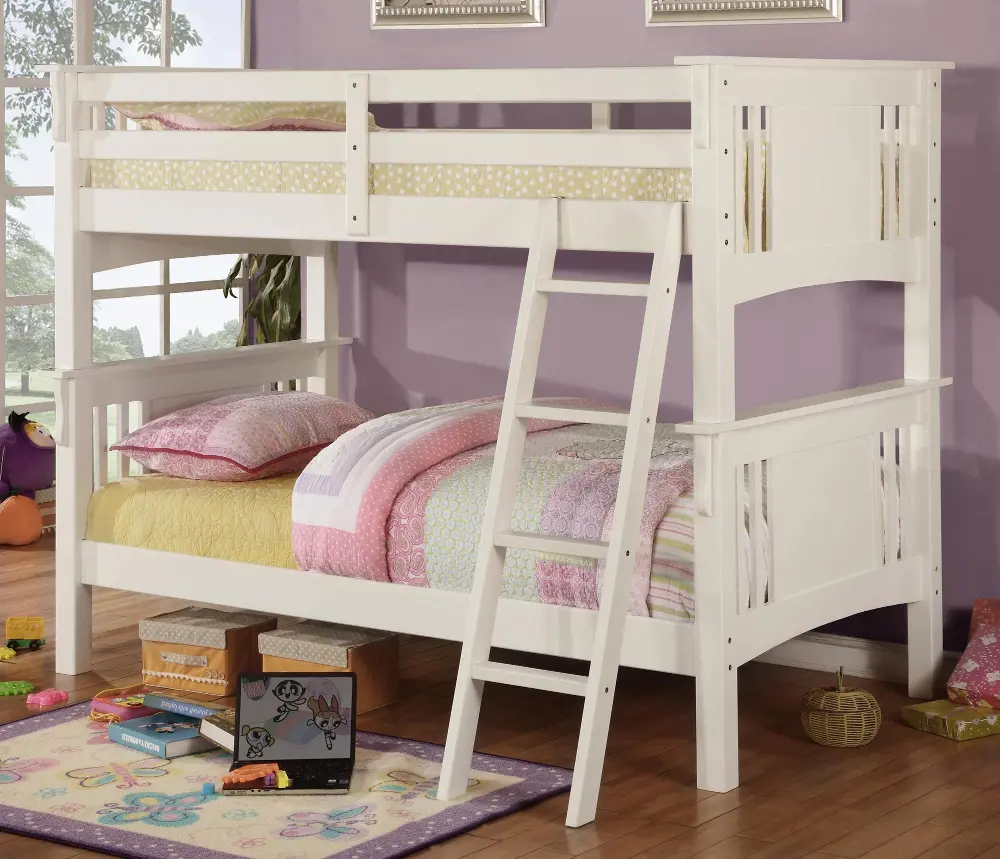 Classic White Twin-over-Twin Bunk Bed - Spring Creek-1