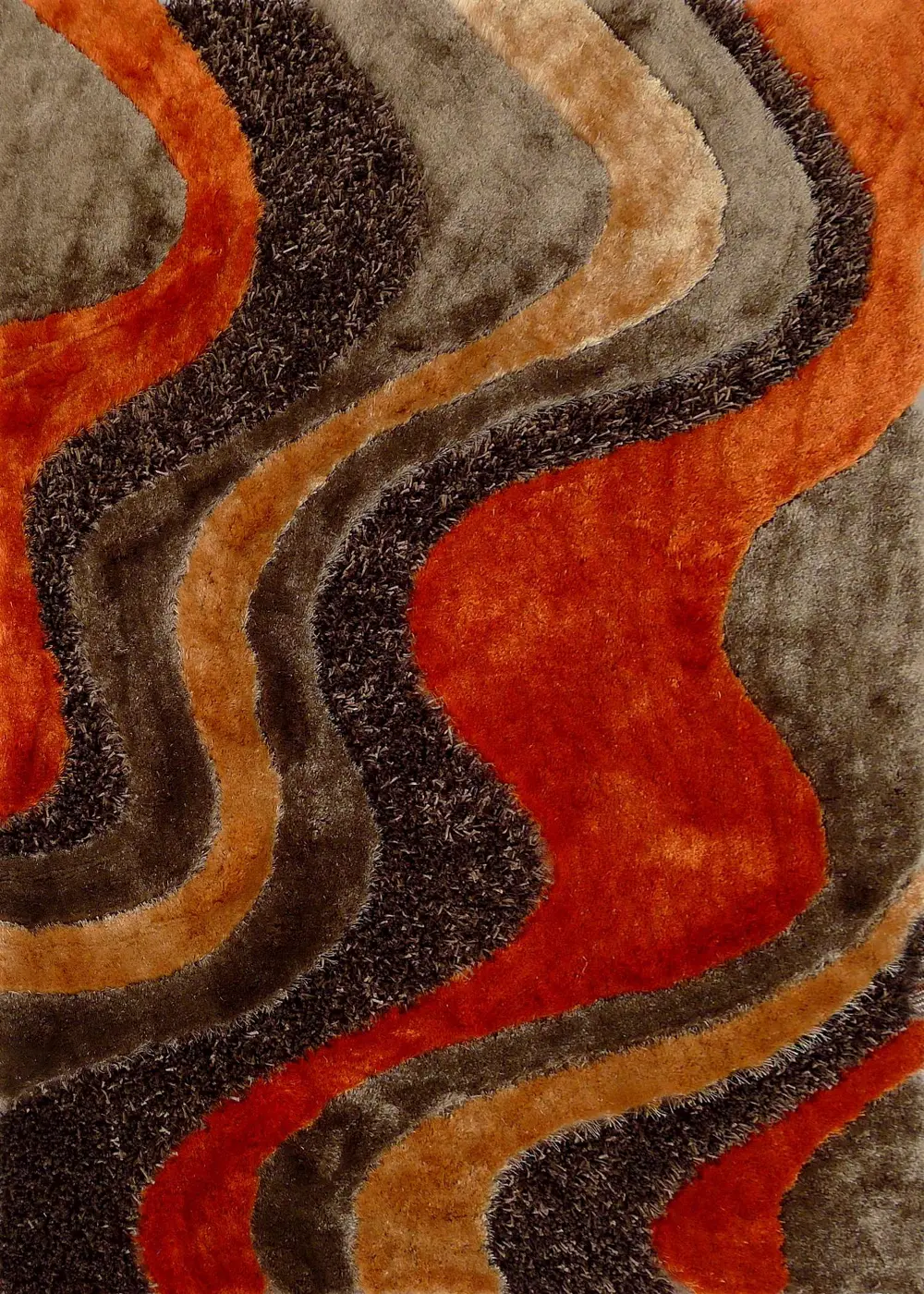 Viscose 5 x 7 Medium Orange and Brown Area Rug-1