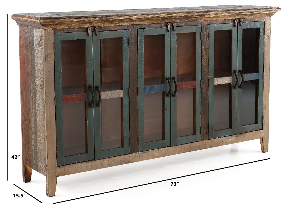 Antique Multi Colored Pine Console-1