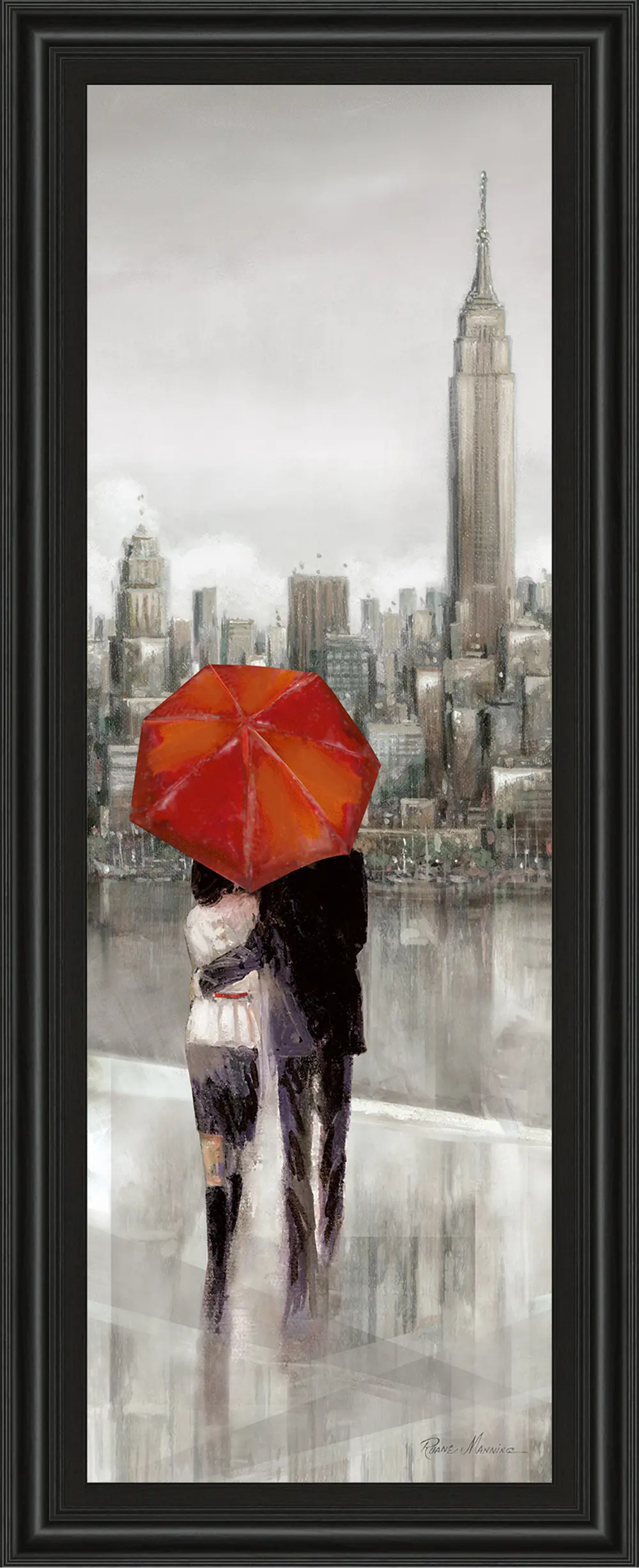 New York Stroll Red Umbrella Framed Wall Art-1