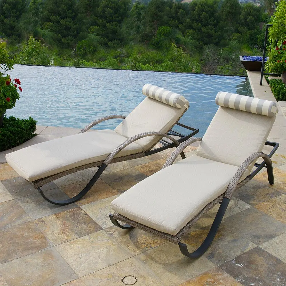 Set of 2 Slate Gray Outdoor Chaise Lounge Chairs - Cannes-1