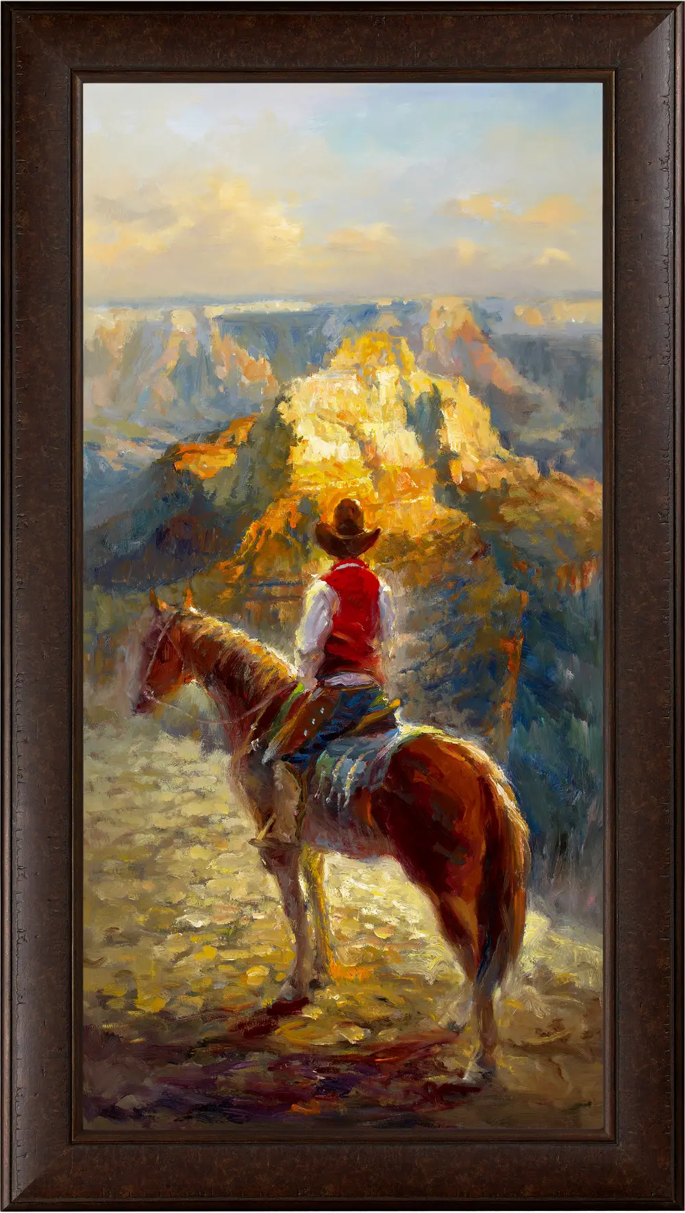 Canyon View with Horse and Cowboy Framed Wall Art-1