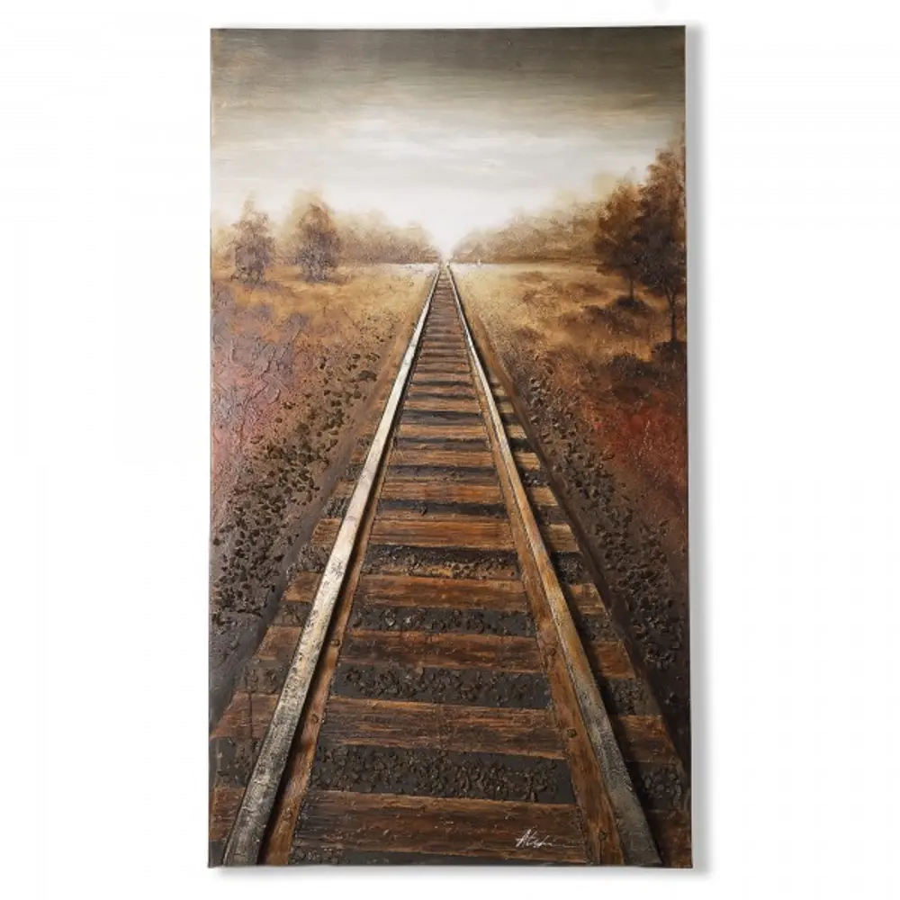 Into The Distance Train Tracks Canvas Artwork Wall Art-1