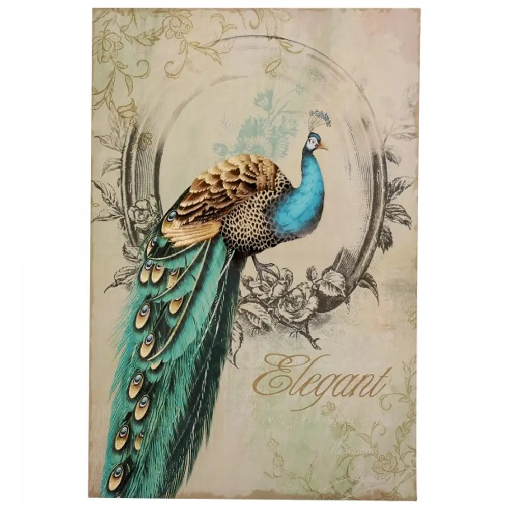 Peacock Poise I Elegant Canvas Wall Art-1