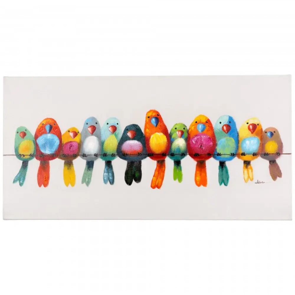 Multi-Color Birds On A Wire I Canvas Wall Art-1