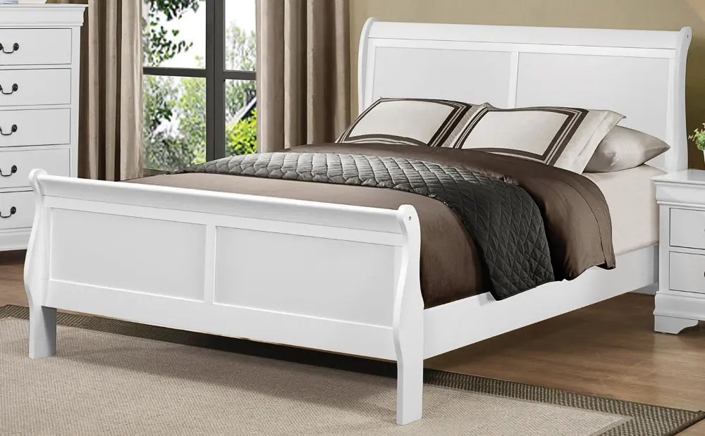 Mayville White Queen Sleigh Bed-1