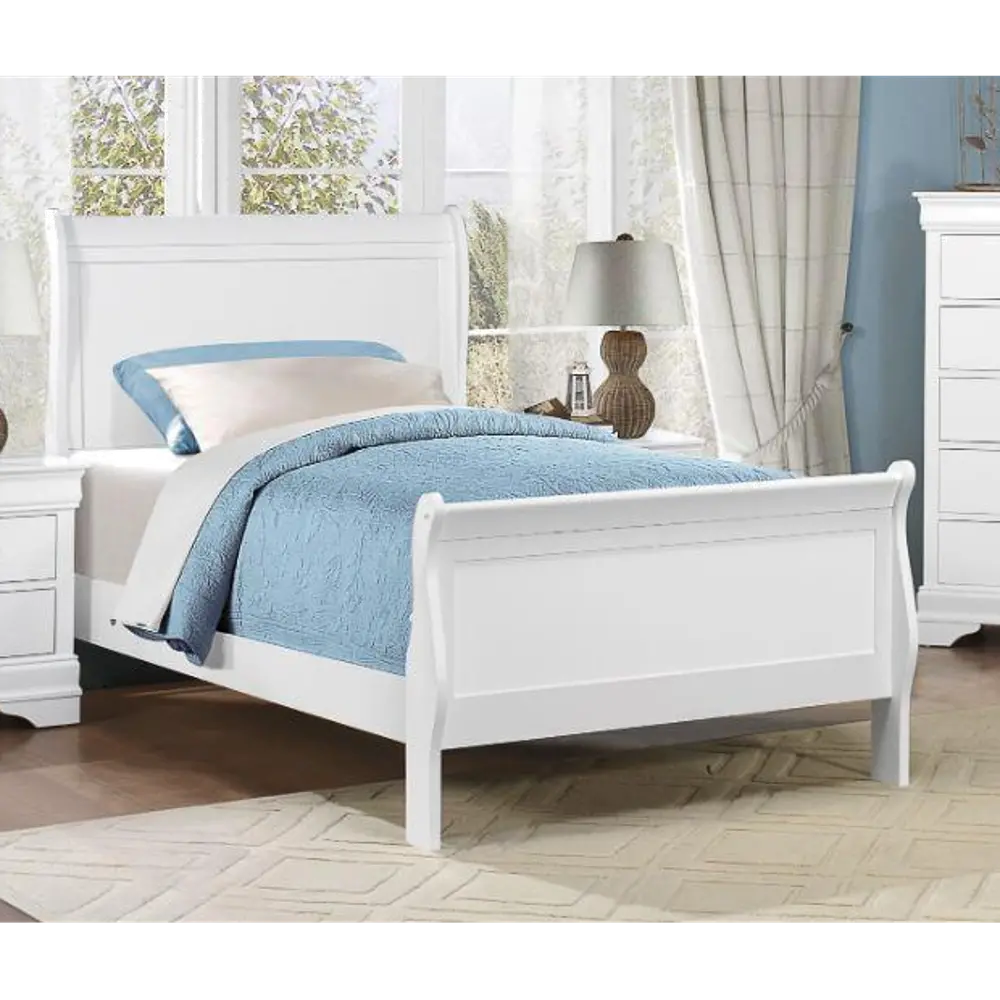 Mayville White Twin Sleigh Bed-1