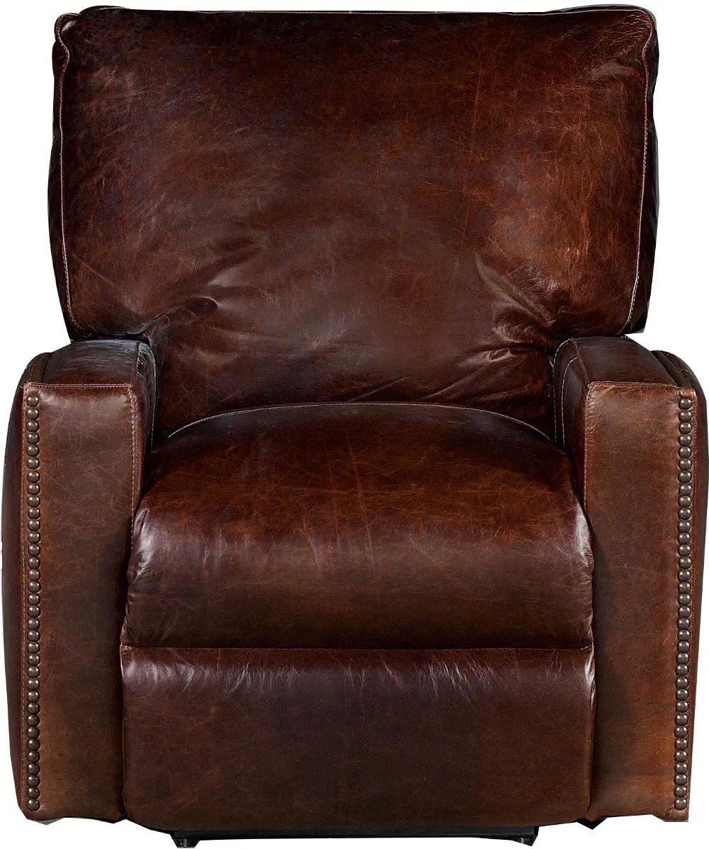 Classic Contemporary Brown Leather Power Recliner - Antique -1
