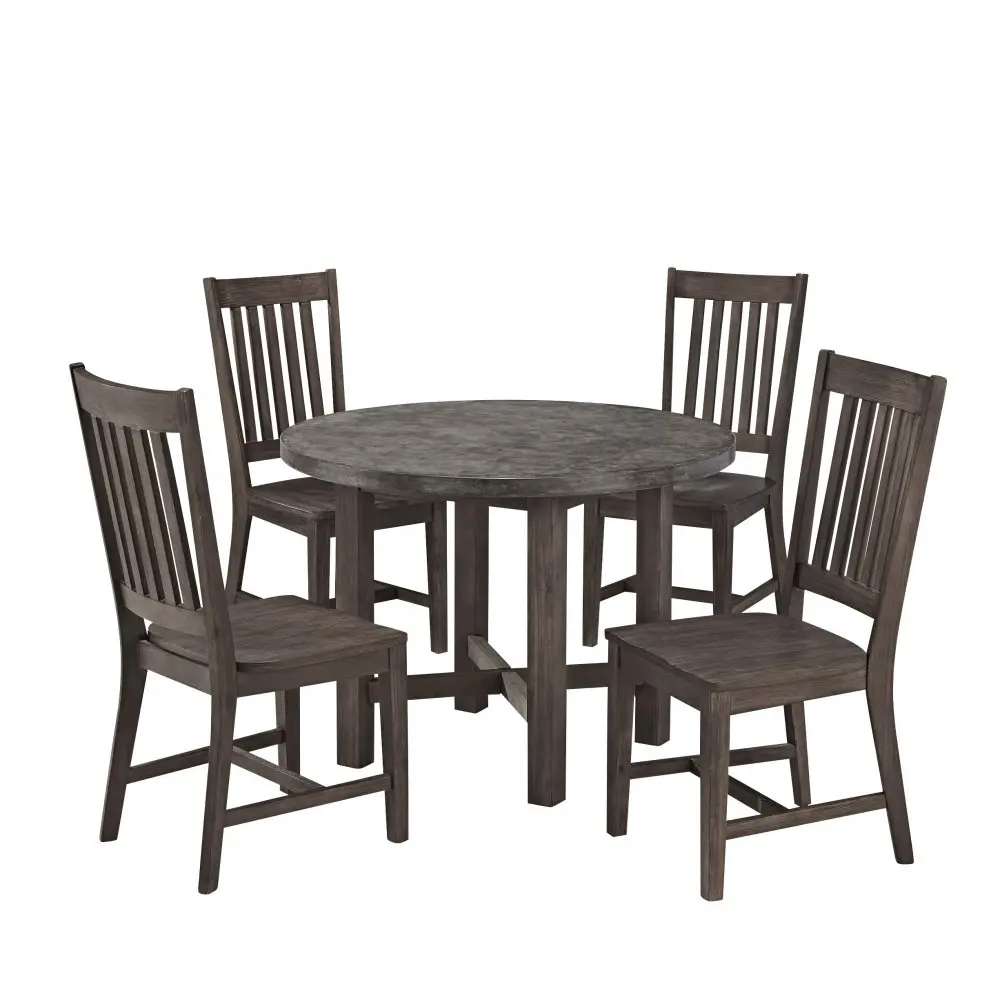 5134-308 Brown 5 Piece Round Dining Set - Concrete Chic-1