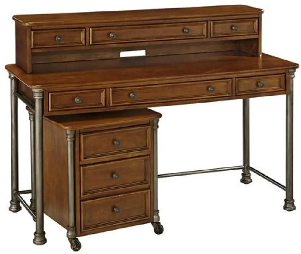 5061-1521 Vintage Caramel Desk with Hutch & File - Orleans Wood-1