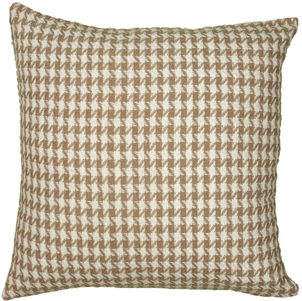 Tan Houndstooth 22 Inch Throw Pillow-1
