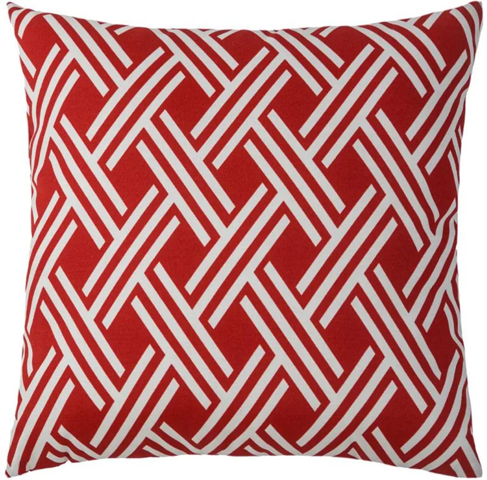 Chili Red Weave 22 Inch Indoor/Outdoor Throw Pillow-1