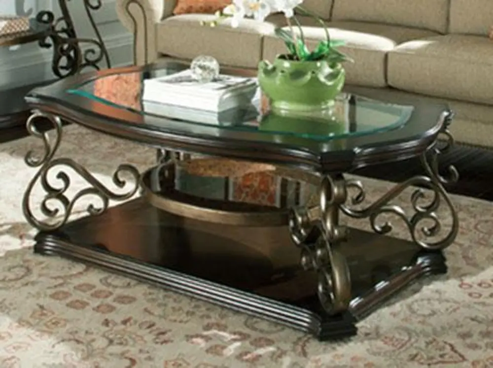 Traditional Glass Top Coffee Table - Seville-1