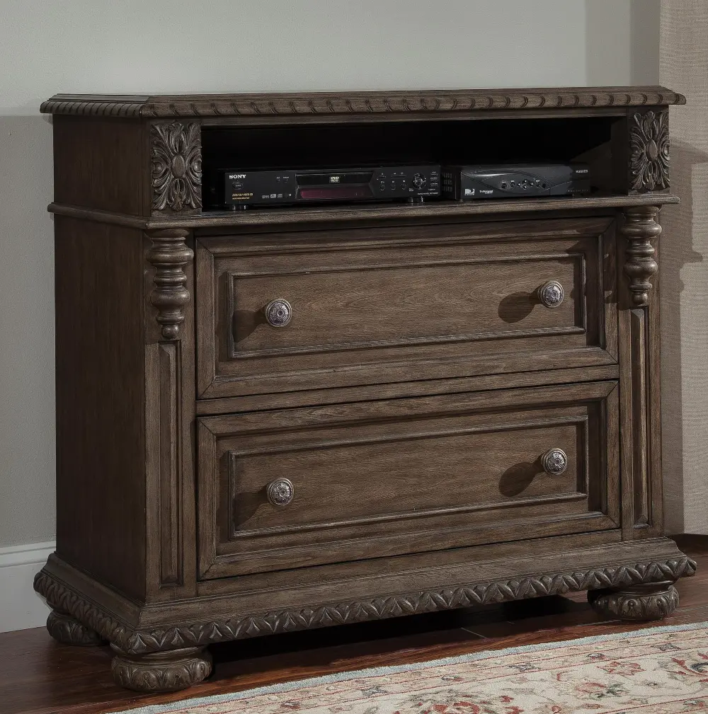 Versailles Pewter Brown TV Chest of Drawers-1