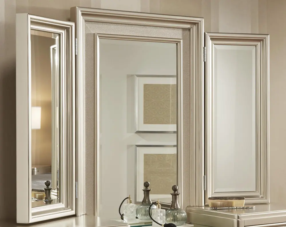Traditional Champagne Tri-View Vanity Mirror - Diva-1