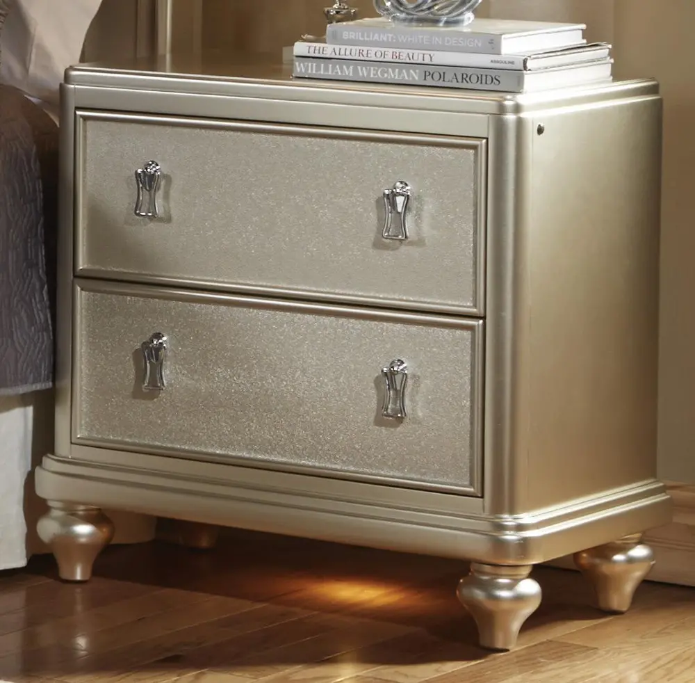 Traditional Champagne Nightstand - Diva-1