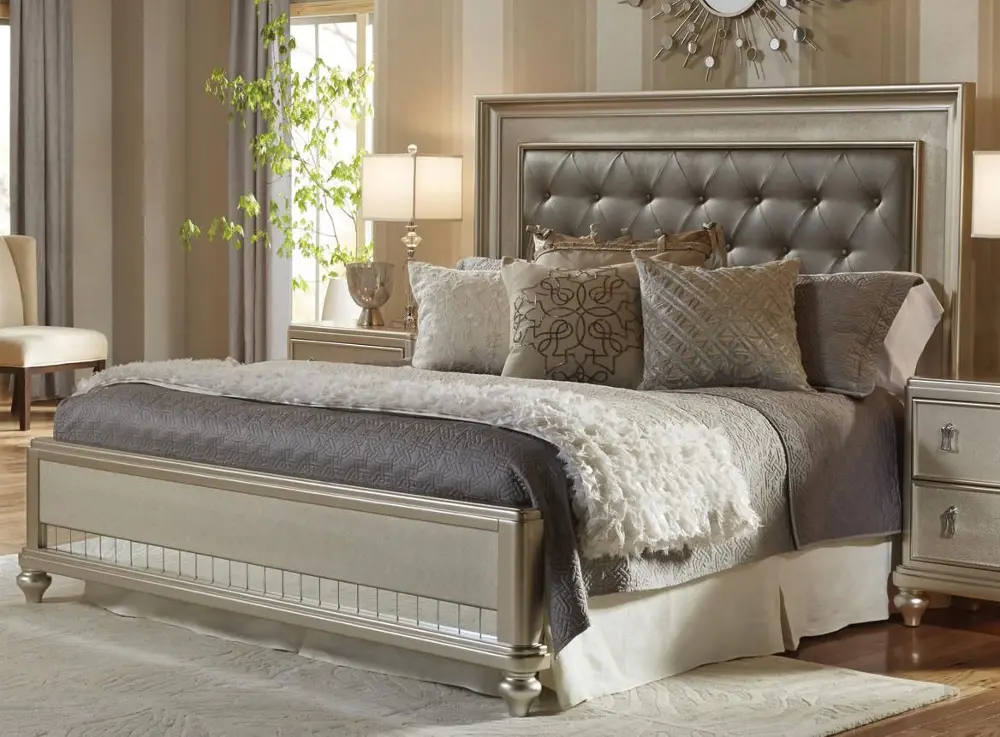 Traditional Champagne California King Panel Bed - Diva-1