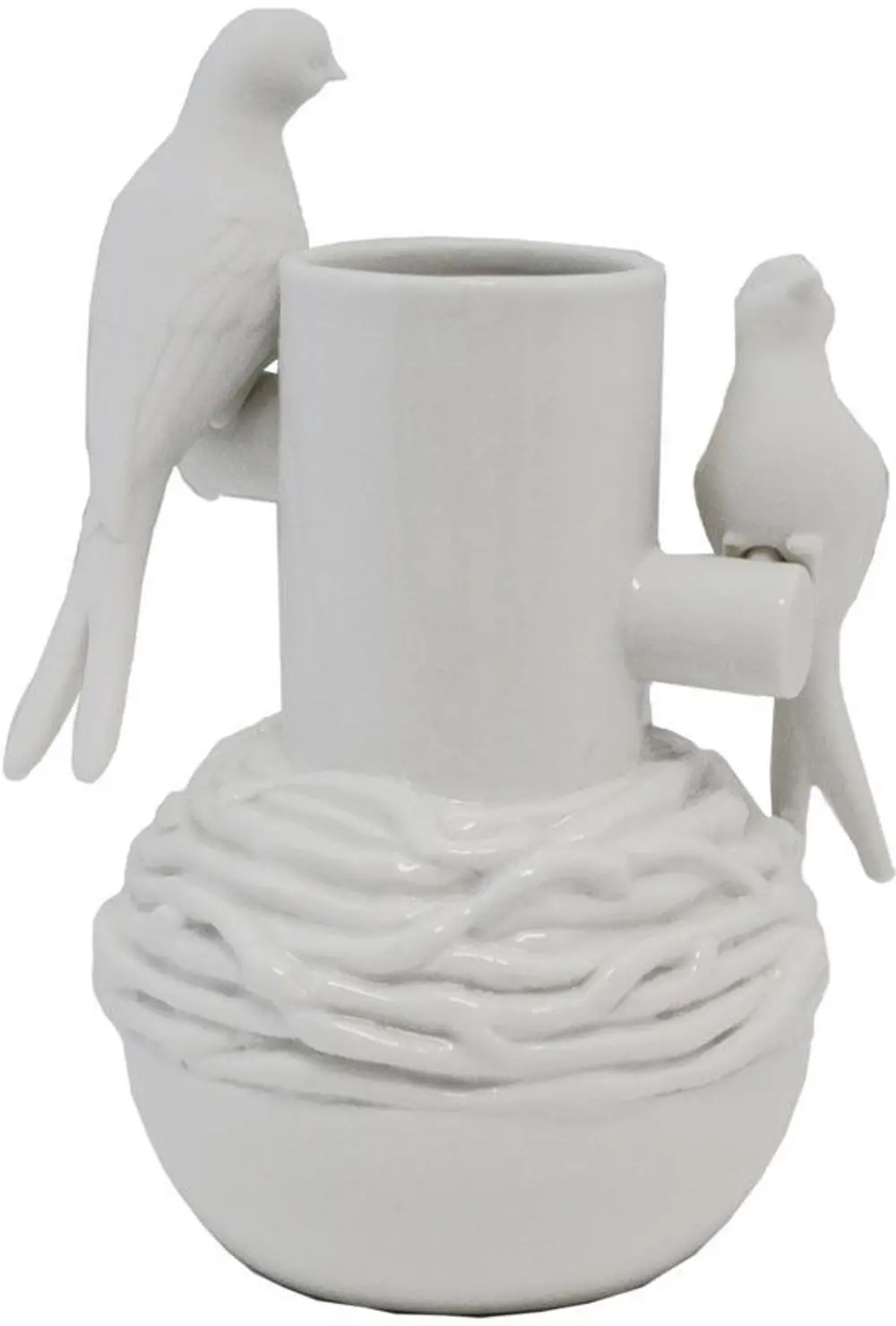 White Ceramic Vase with Birds-1