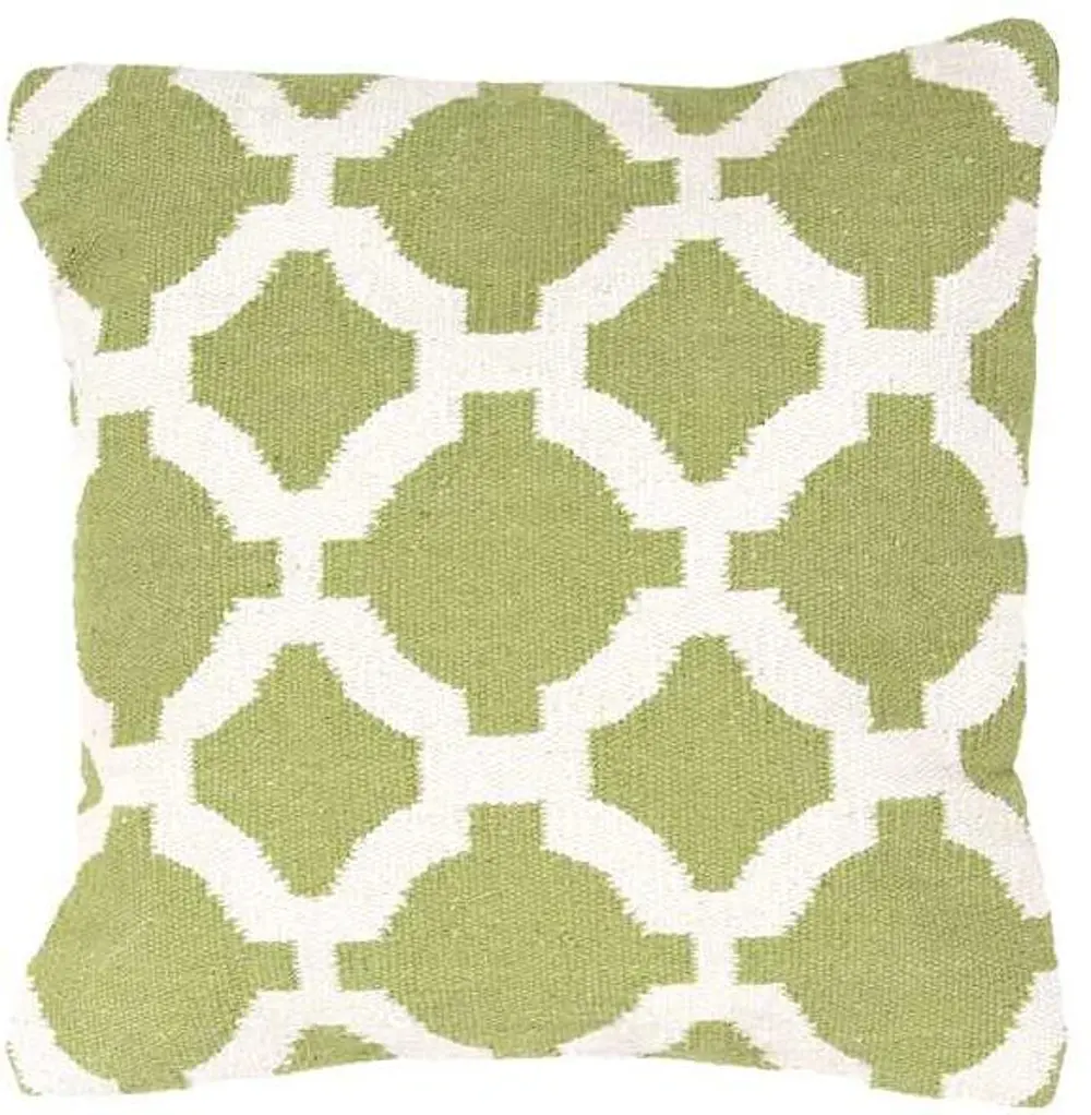 Green and White Geometric Throw Pillow-1