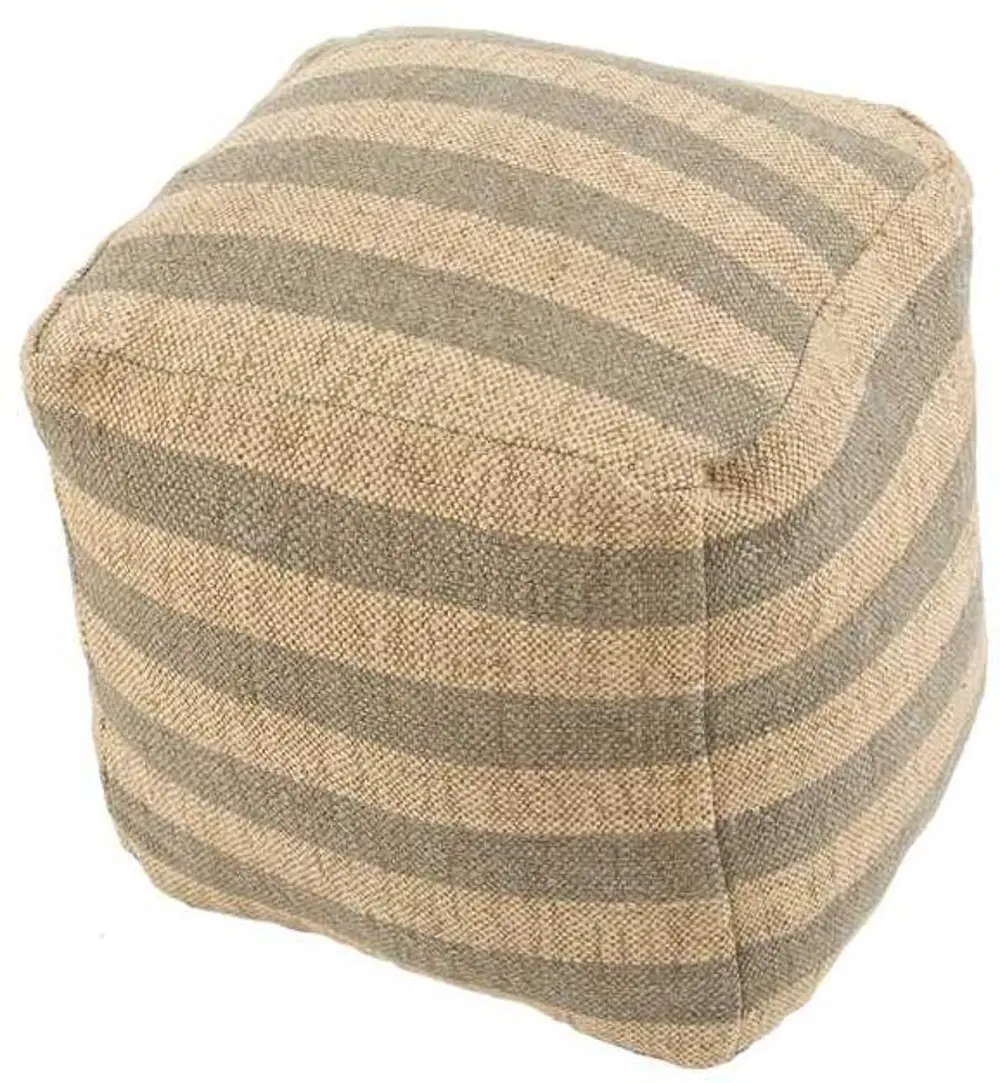 16 Inch Beige and Gray Pouf - Mason-1