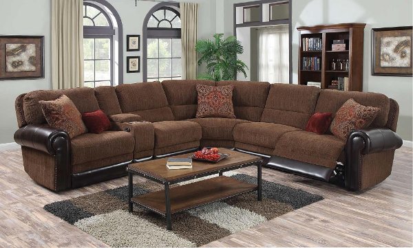 Reclining Sectionals Furniture Rc Willey 4pc 1252 Aubn Llv Sc Auburn Brown 4 Piece Power Reclining Sectional