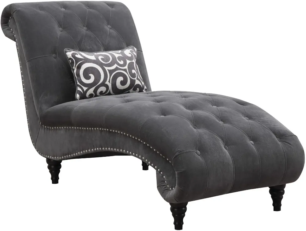 Hutton 66 Inch Gray Upholstered Chaise-1
