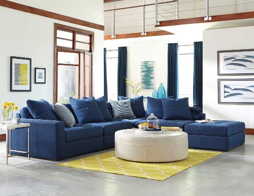 Noah 4-Piece Indigo Blue Upholstered Sectional