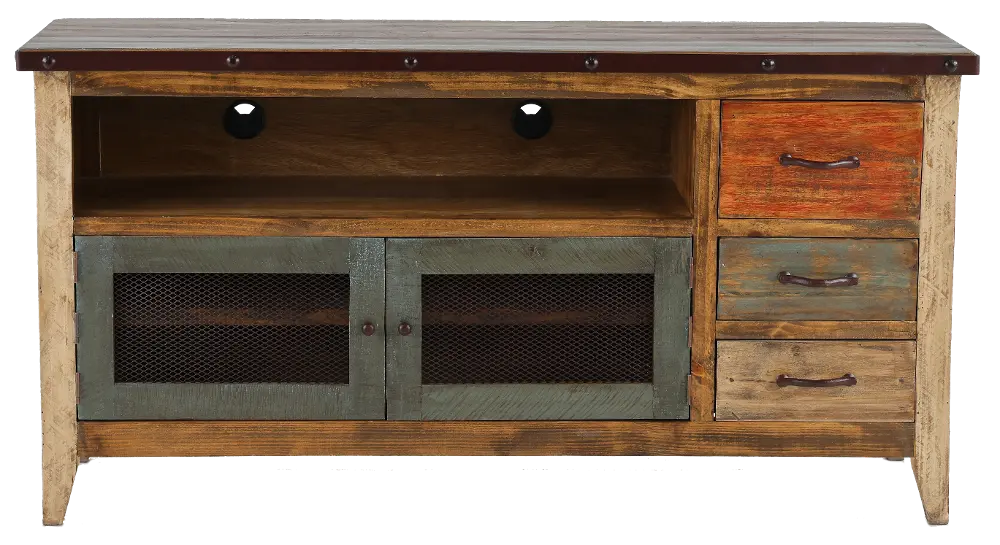 Antique Pine 62  TV Stand-1