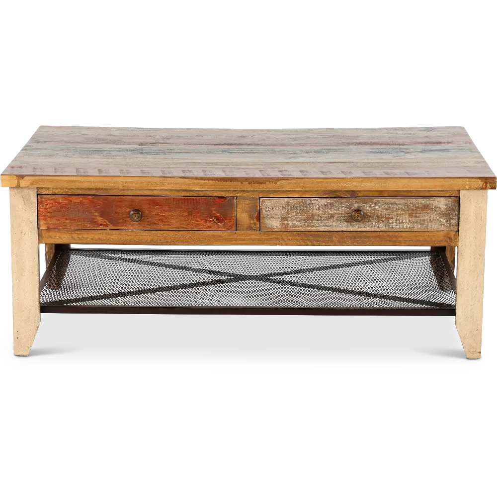 Tanmeron Pine Two Tone Wood Coffee Table-1