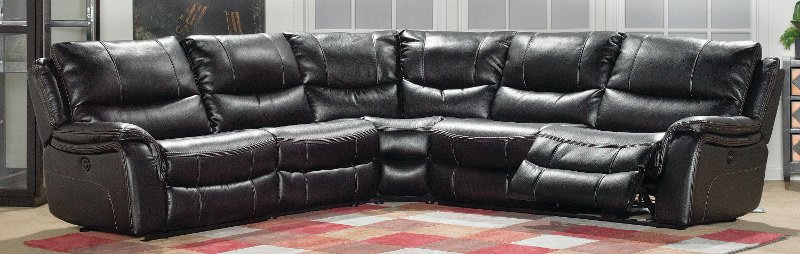 Black 5 Piece Reclining Sectional Sofa, Recliner Sectional Couches Leather
