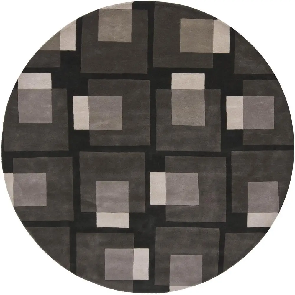8' Round Contemporary Charcoal Gray Area Rug - Bense-1