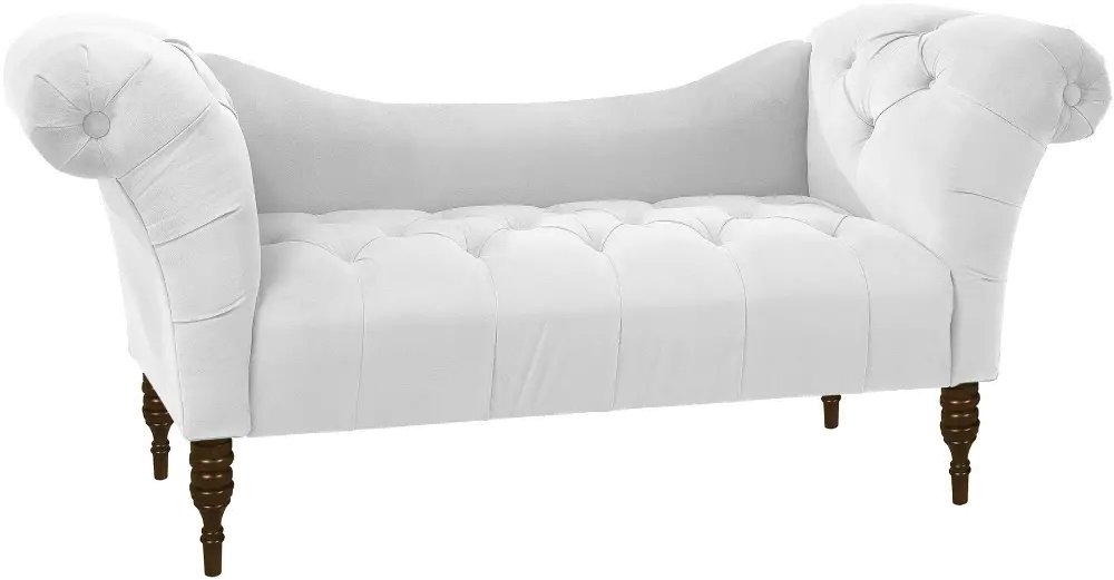 6006ESPVLVWHT Silvia Traditional Velvet White Tufted Lounge Chaise-1