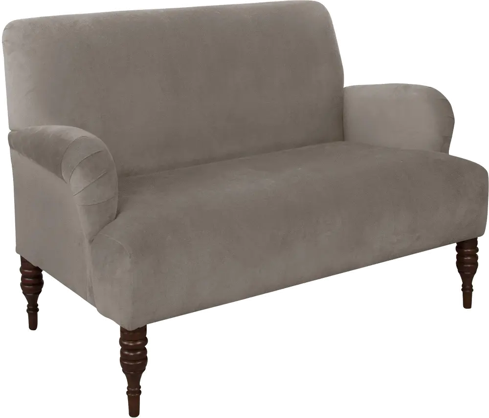 9506ESPRGLSMK Clara Regal Velvet Smoke Settee- Skyline Furniture-1